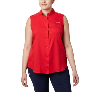 Columbia Overhemd Dames, PFG Tamiami Sleeveless Plus Size Rood, 61FHPBXDZ